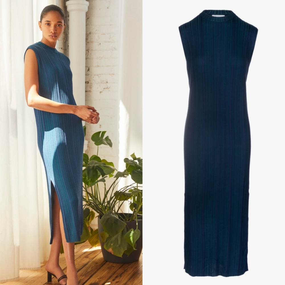 NWT Naadam Silk Cashmere Ribbed Midi Dress